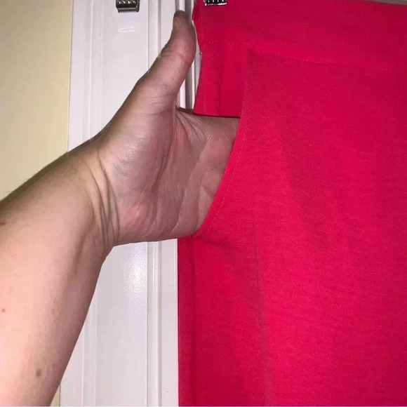 NWT SHEIN VCAY Wide Leg Pants Chiffon Bright Pink Size XL Palazzo Pockets NEW - Picture 10 of 11